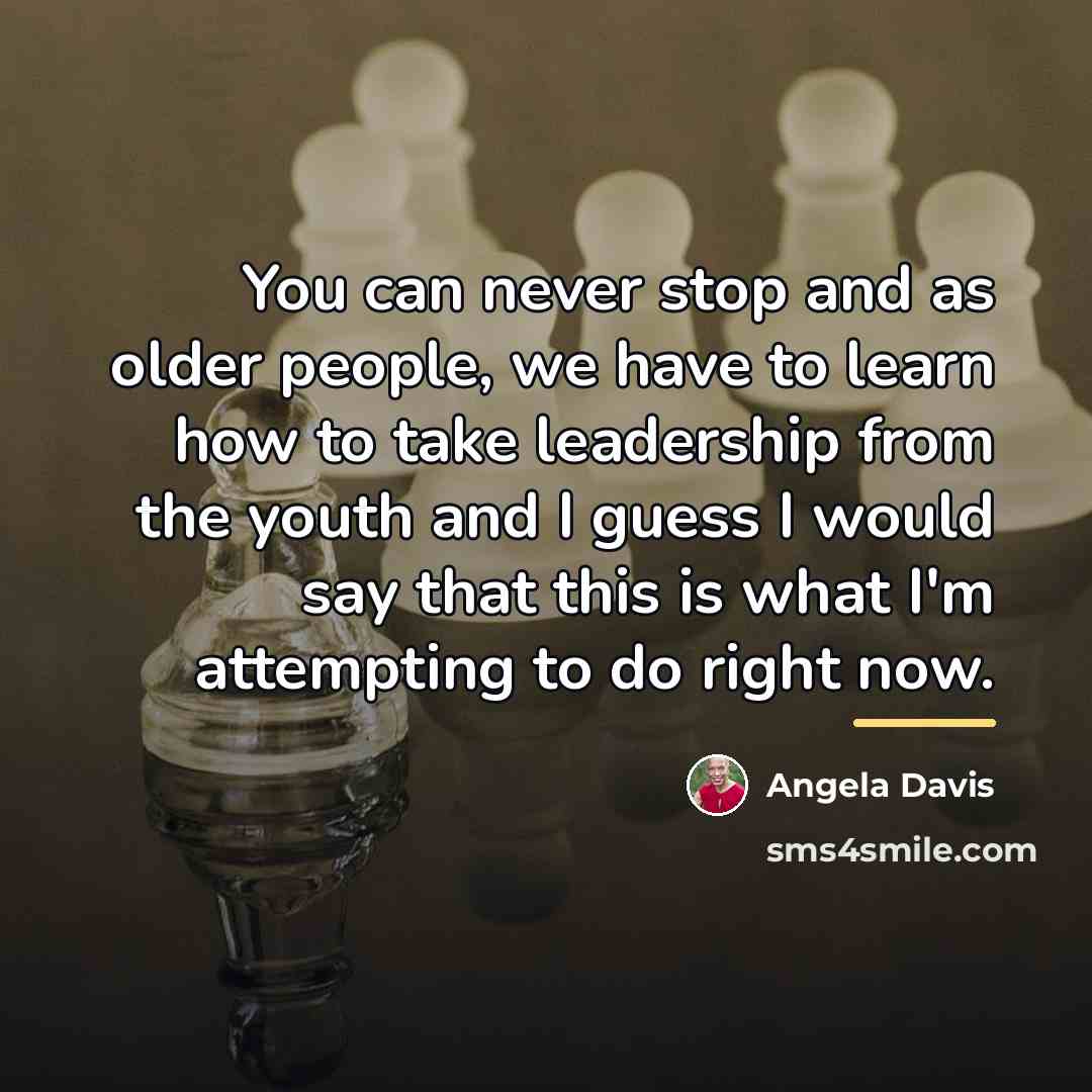 “You can never stop and as older people, we have…” quote by Angela Davis