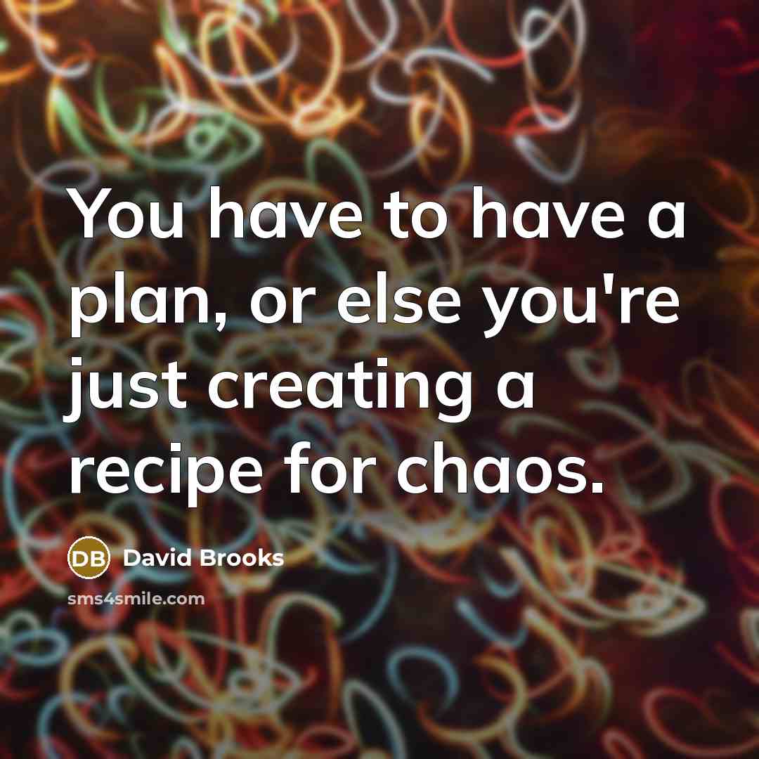 “You have to have a plan, or else you're just…” quote by David Brooks