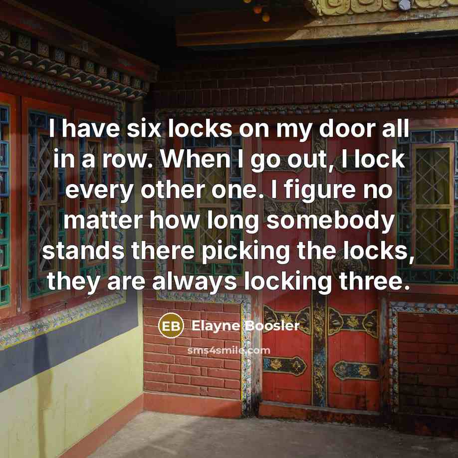 “I have six locks on my door all in a…” quote by Elayne Boosler