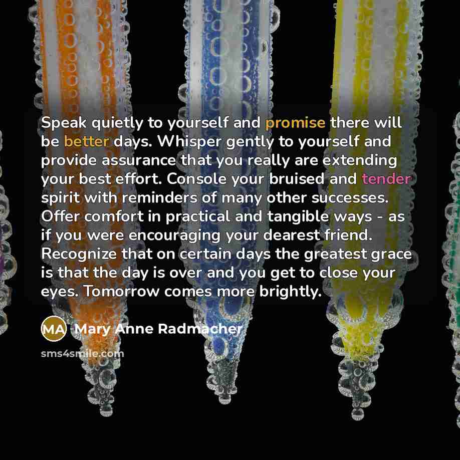“Speak quietly to yourself and promise there will be better…” quote by mary anne radmacher