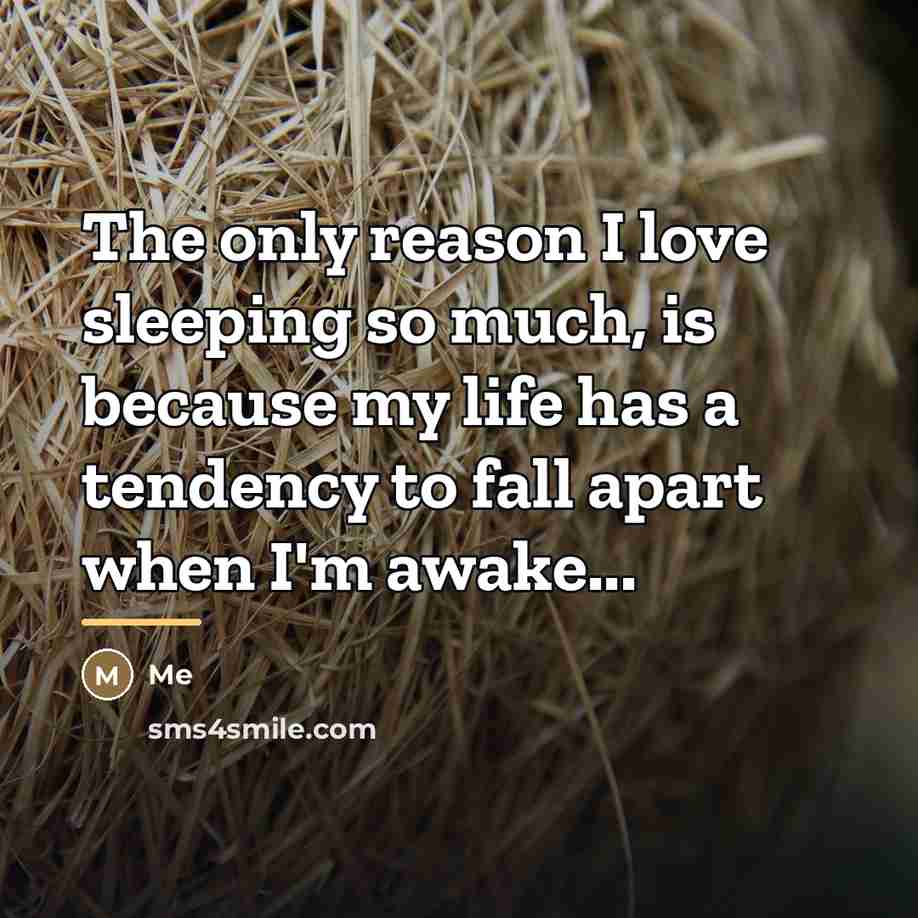 “The only reason I love sleeping so much, is because…” quote by Me