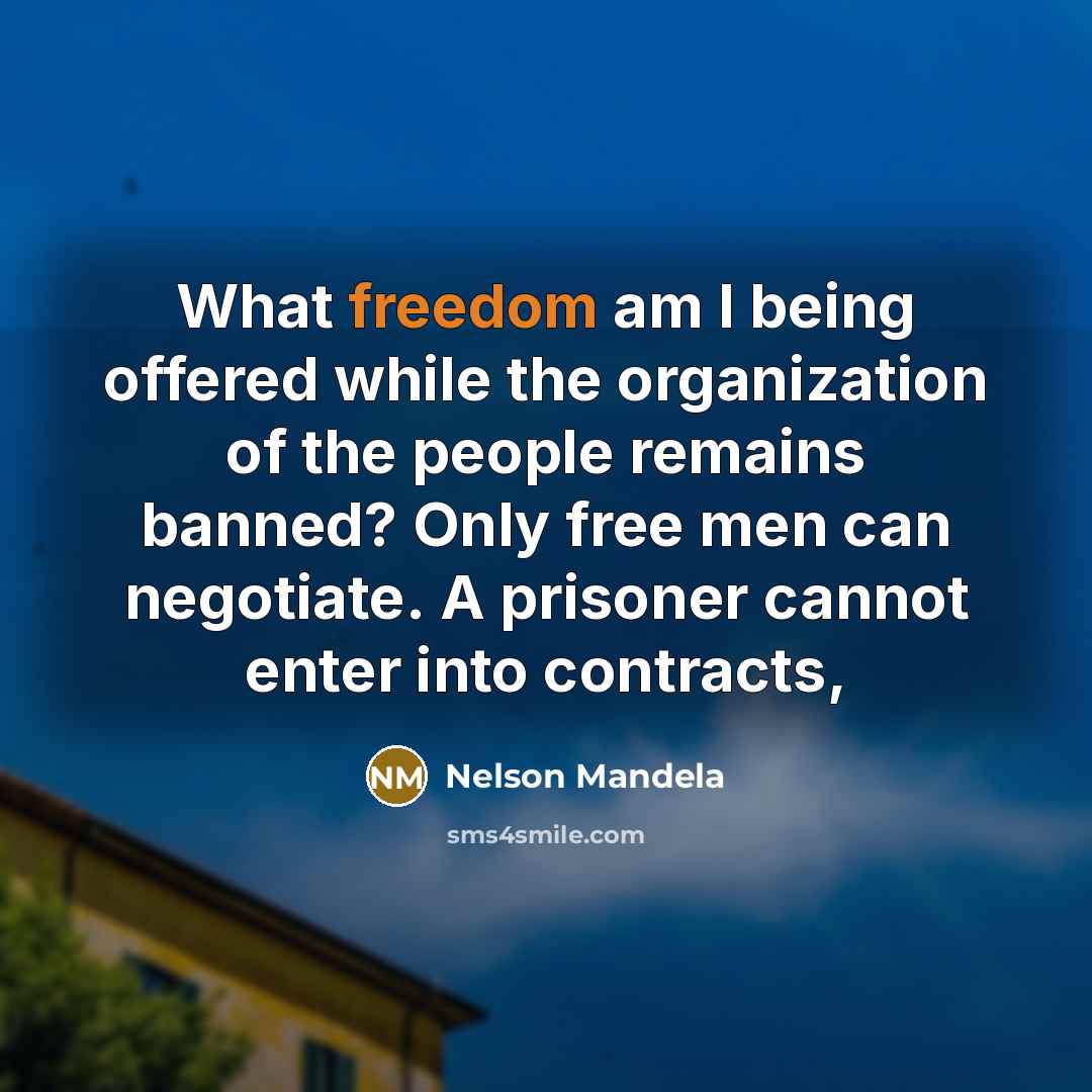 “What freedom am I being offered while the organization of…” quote by Nelson Mandela