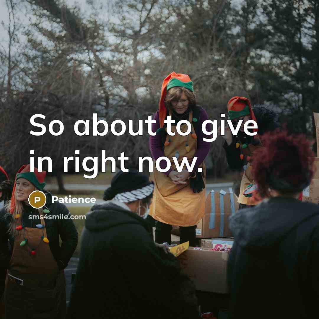 “So about to give in right now.…” quote by Patience