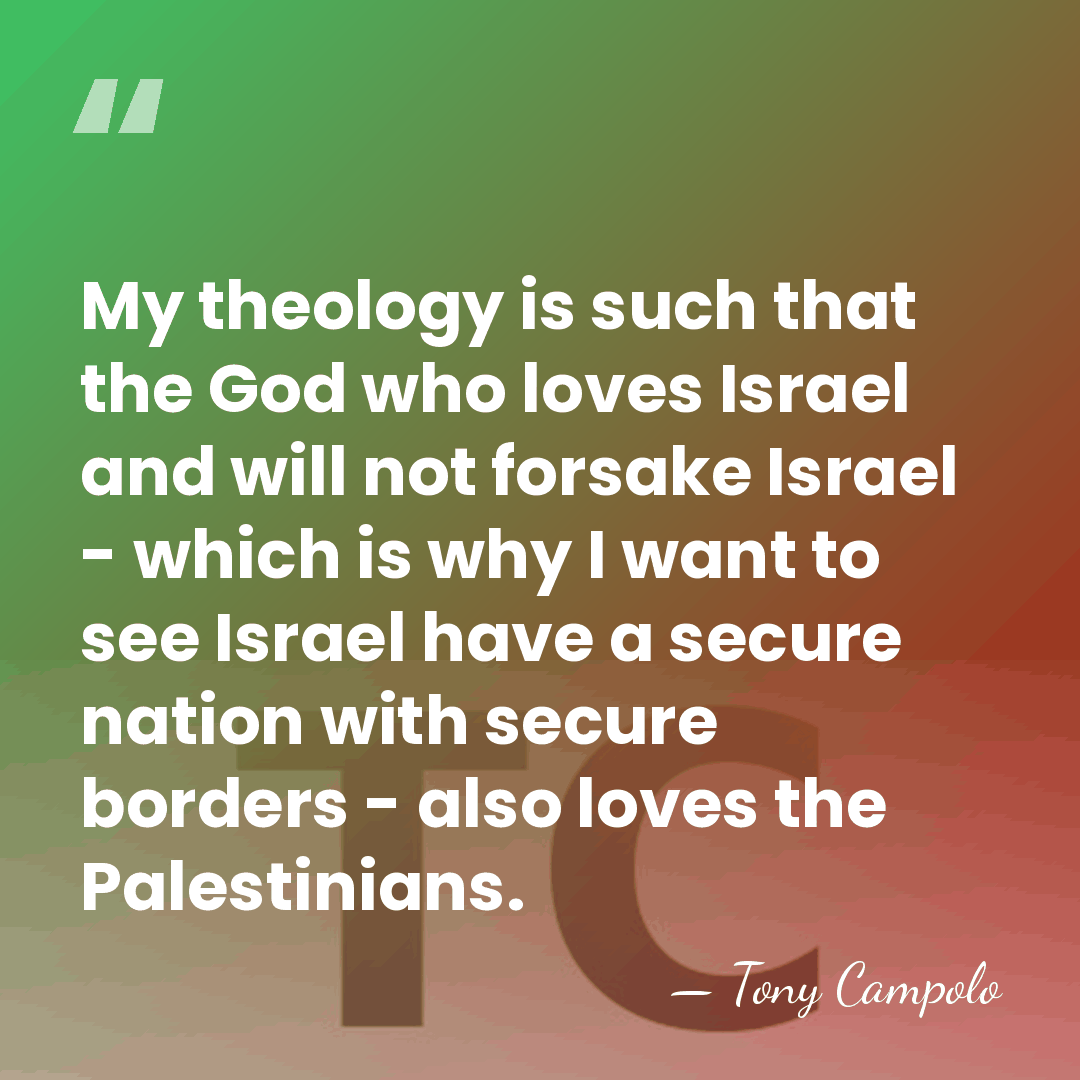 My theology is such that the God who loves Israel and will&hellip; - Tony Campolo