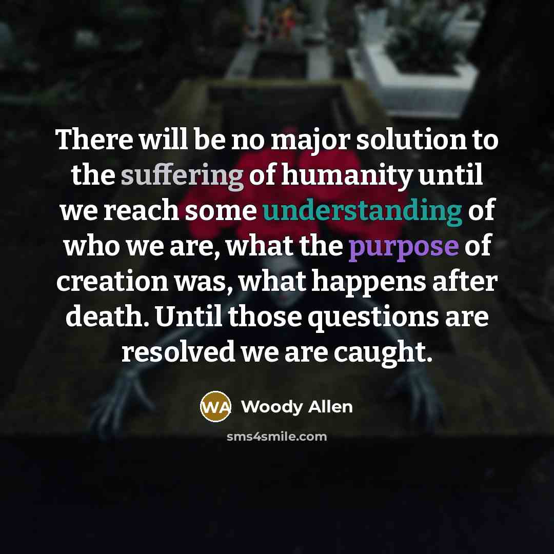 “There will be no major solution to the suffering of…” quote by Woody Allen