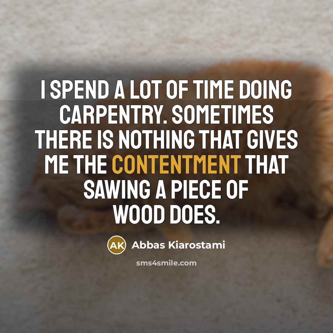 “I spend a lot of time doing carpentry. Sometimes there…” quote by Abbas Kiarostami