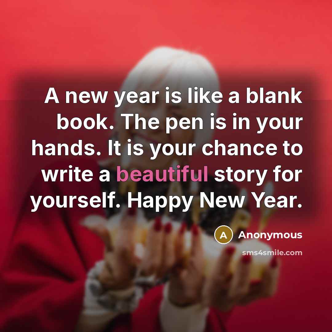 “A new year is like a blank book. The pen…” quote by Anonymous