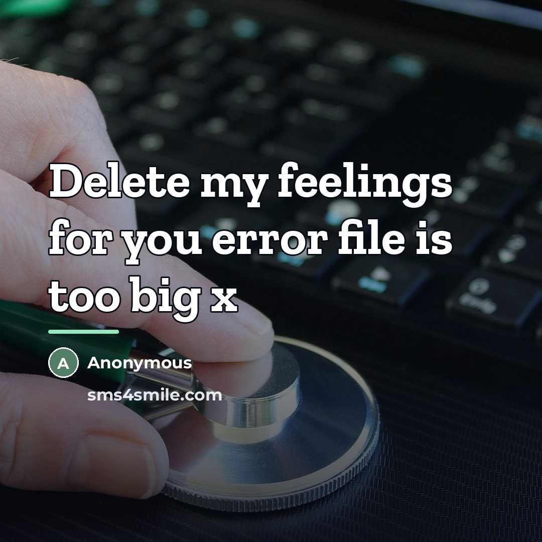 “Delete my feelings for you error file is too big…” quote by Anonymous