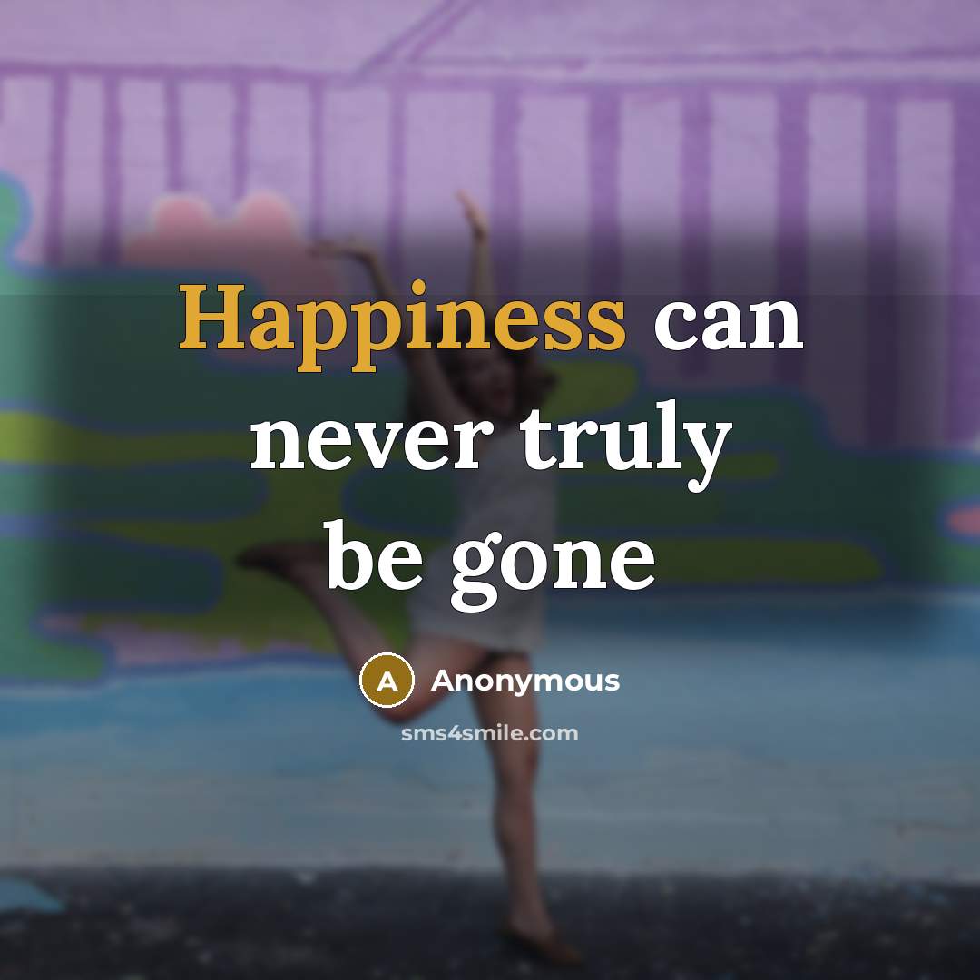 “Happiness can never truly be gone” quote by Anonymous