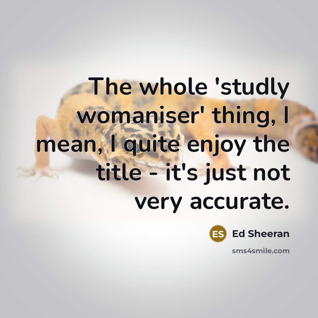 “The whole 'studly womaniser' thing, I mean, I quite enjoy…” quote by Ed Sheeran
