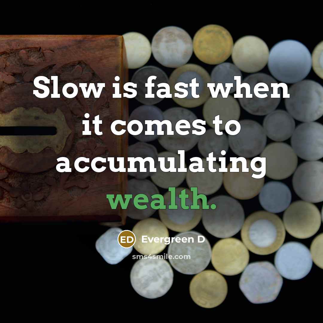 “Slow is fast when it comes to accumulating wealth.” quote by Evergreen D