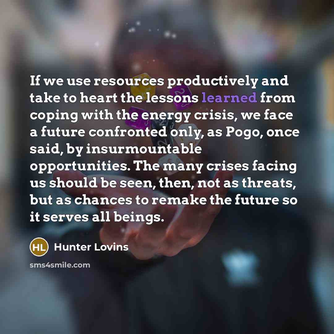 “If we use resources productively and take to heart the…” quote by Hunter Lovins