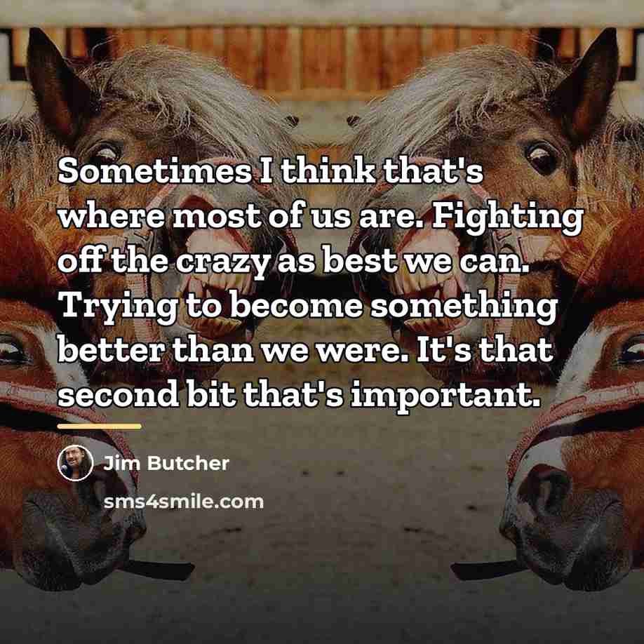 “Sometimes I think that's where most of us are. Fighting…” quote by Jim Butcher