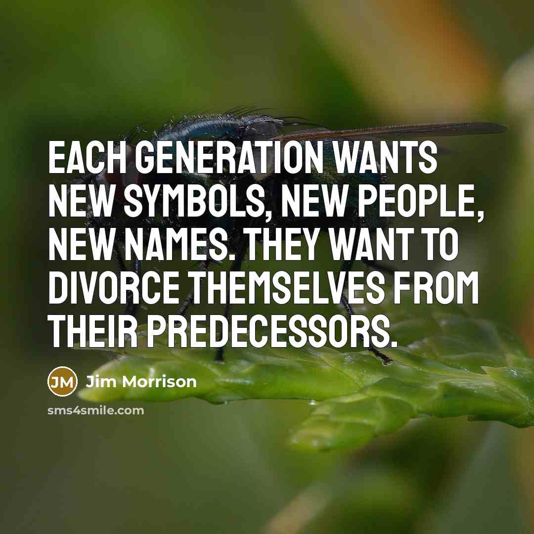 “Each generation wants new symbols, new people, new names. They…” quote by Jim Morrison