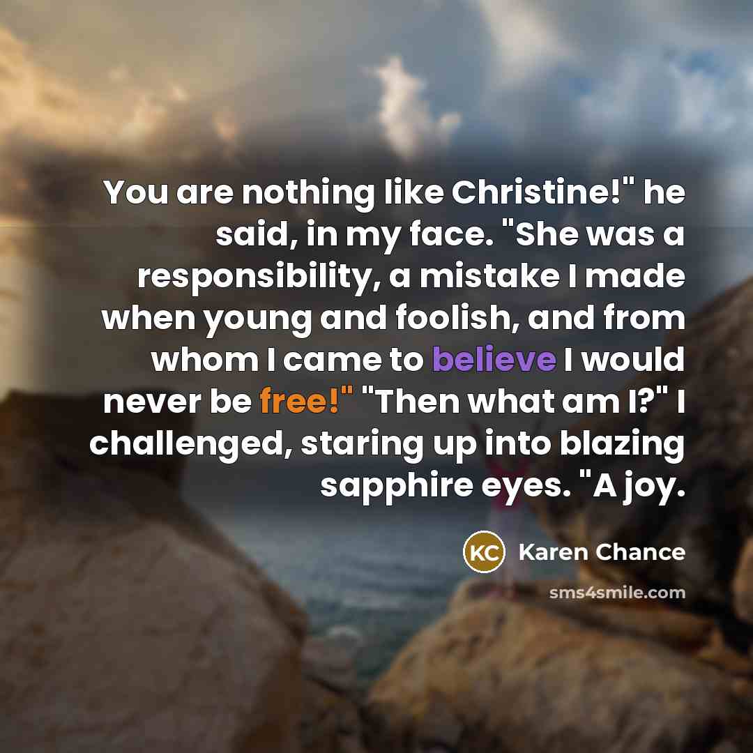 “You are nothing like Christine!" he said, in my face.…” quote by Karen Chance