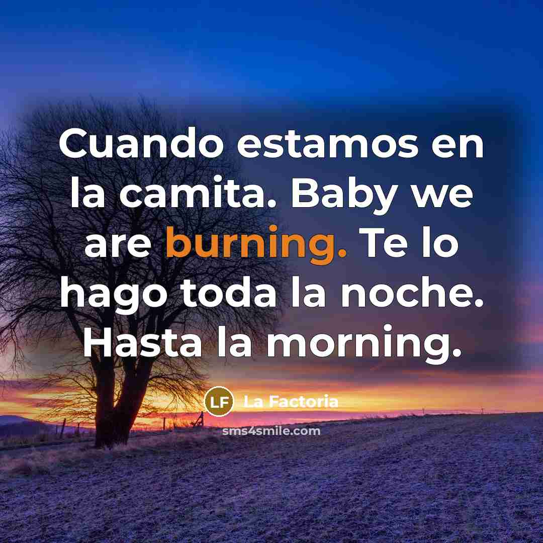 “Cuando estamos en la camita. Baby we are burning. Te…” quote by La Factoria