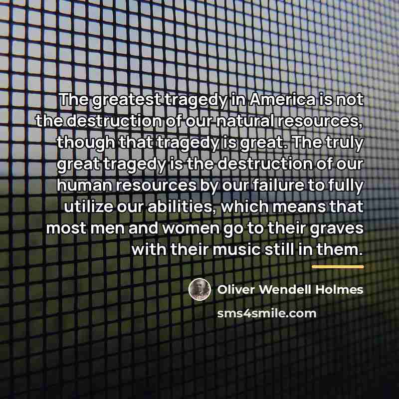 “The greatest tragedy in America is not the destruction of…” quote by Oliver Wendell Holmes
