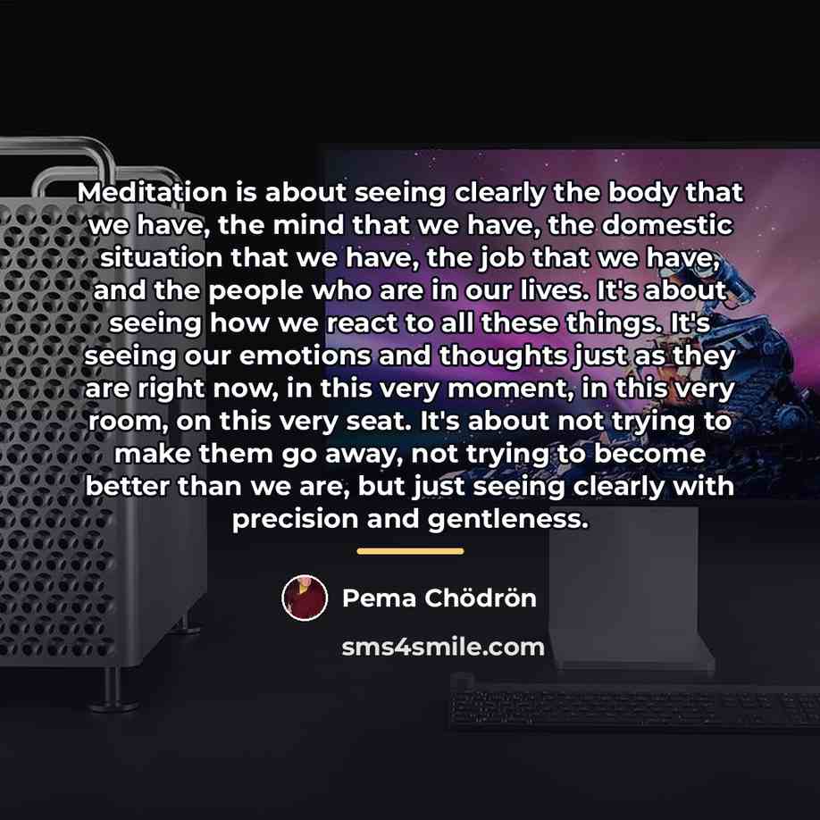 “Meditation is about seeing clearly the body that we have,…” quote by Pema Chodron