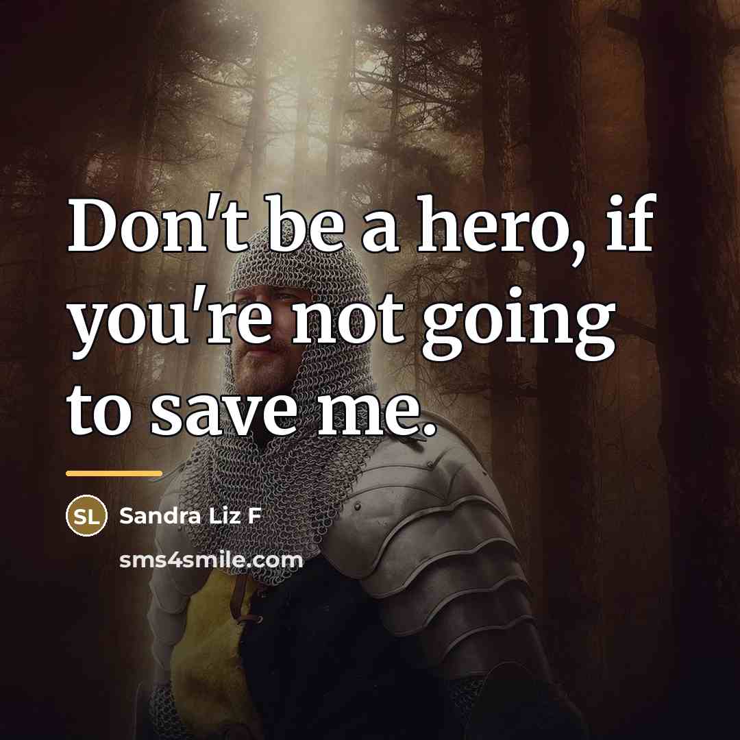 “Don't be a hero, if you're not going to save…” quote by Sandra Liz F