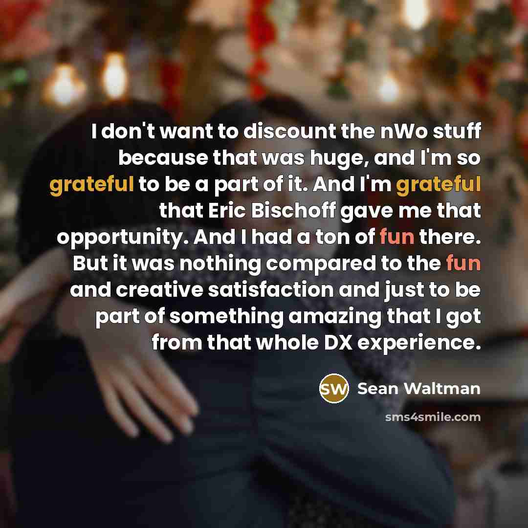 “I don't want to discount the nWo stuff because that…” quote by Sean Waltman