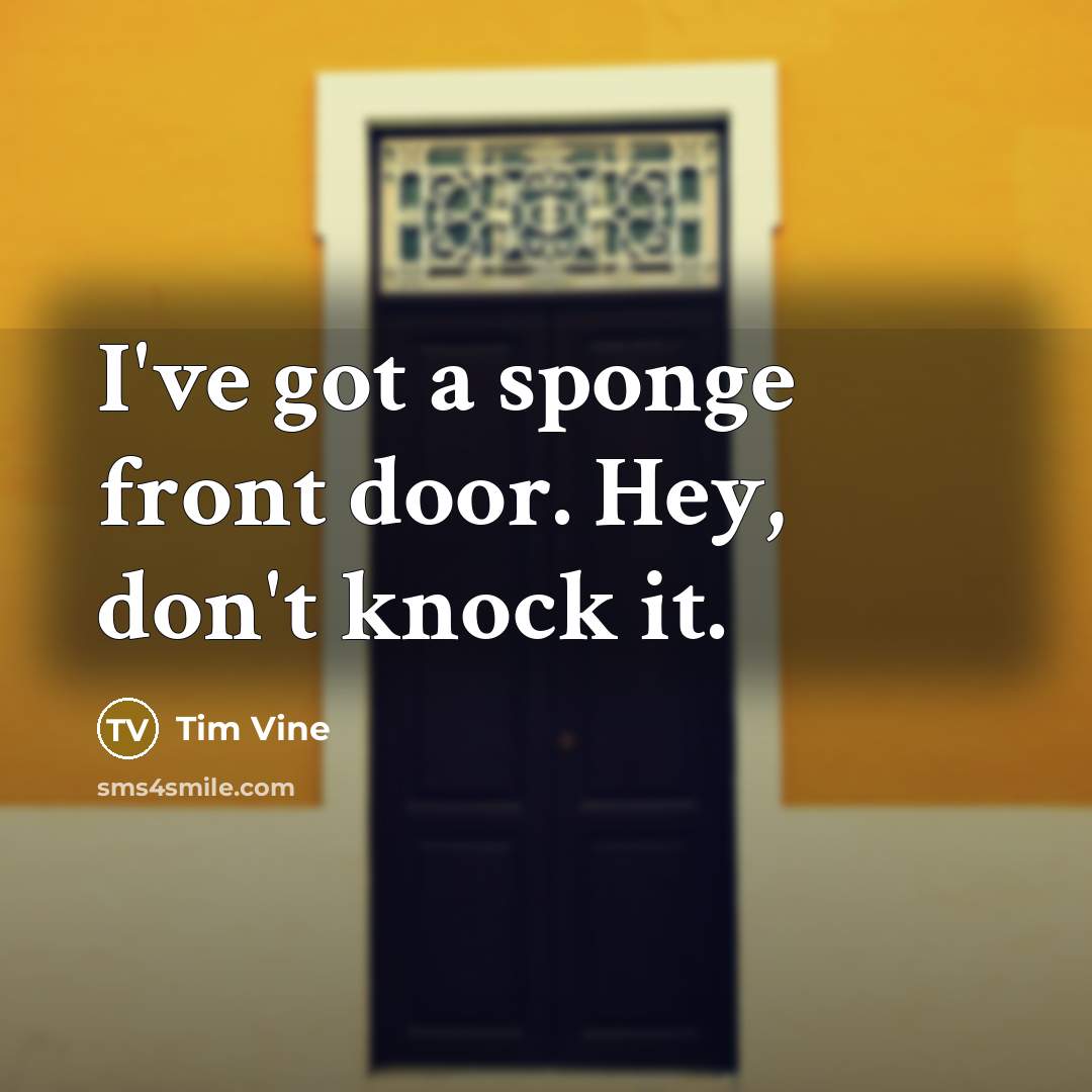 “I've got a sponge front door. Hey, don't knock it.…” quote by Tim Vine