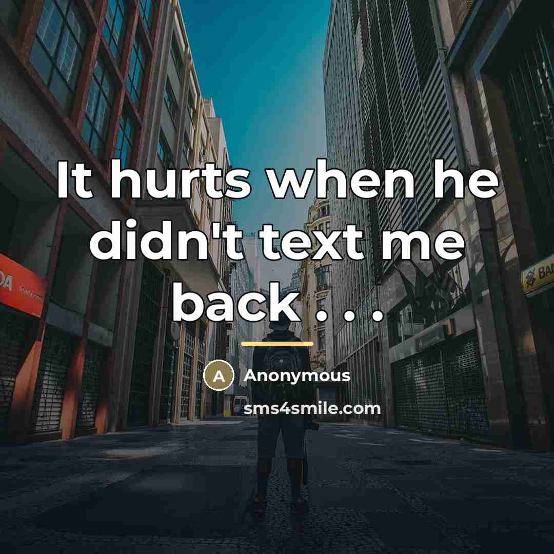 “It hurts when he didn't text me back . .…” quote by Anonymous