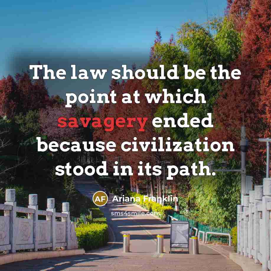“The law should be the point at which savagery ended…” quote by Ariana Franklin