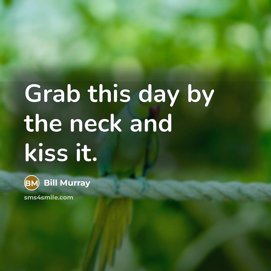 “Grab this day by the neck and kiss it.…” quote by Bill Murray