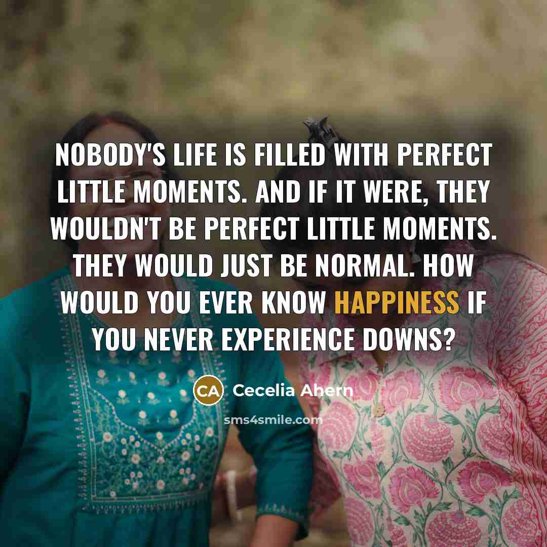 “Nobody's life is filled with perfect little moments. And if…” quote by Cecelia Ahern