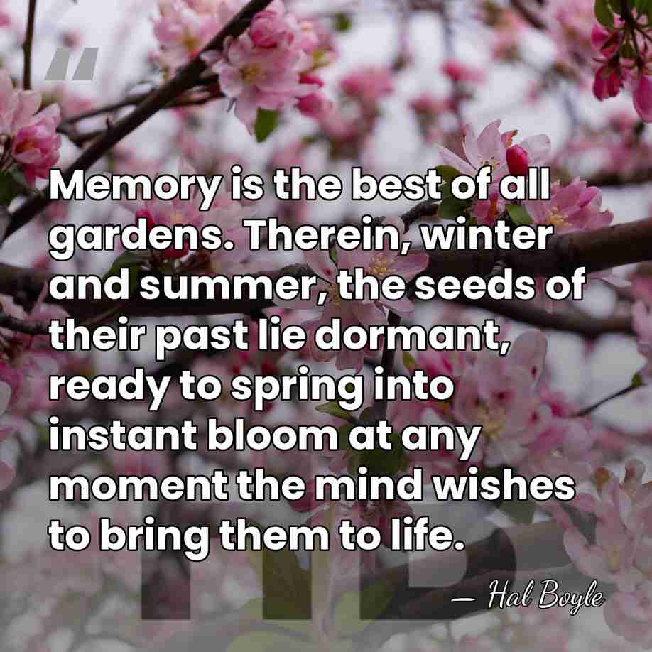 Memory is the best of all gardens. Therein, winter and summer, the&hellip; - Hal Boyle