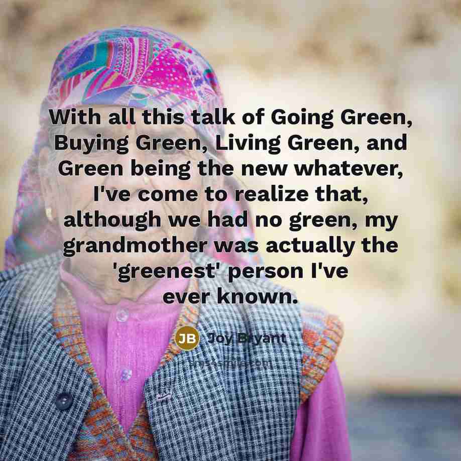 “With all this talk of Going Green, Buying Green, Living…” quote by Joy Bryant