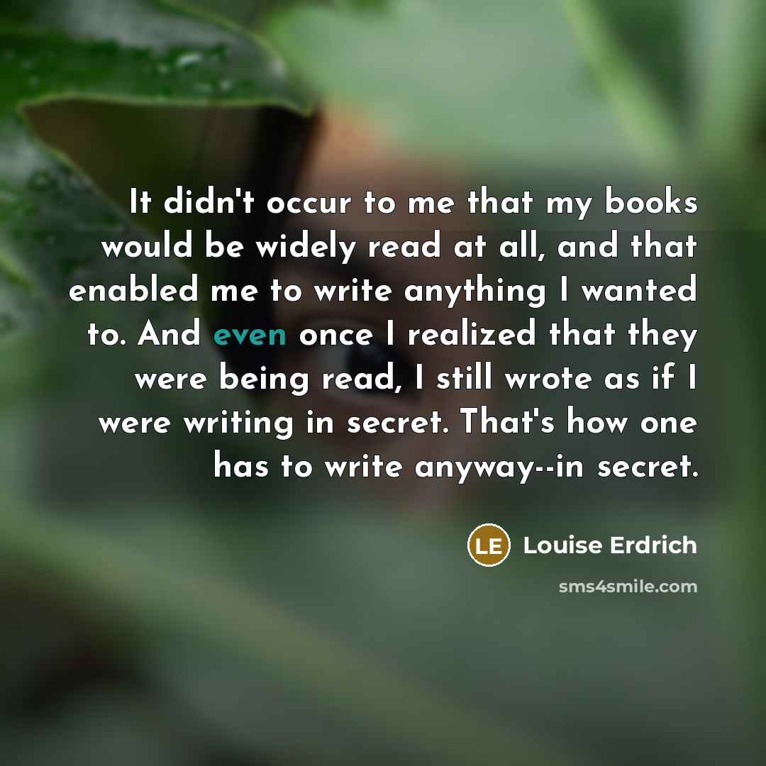 “It didn't occur to me that my books would be…” quote by Louise Erdrich