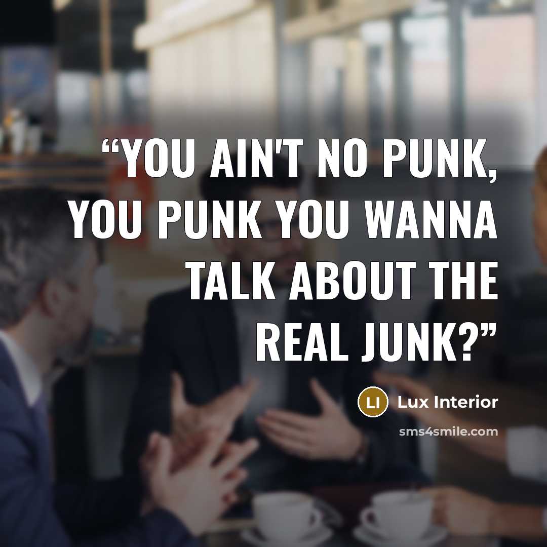 “You ain't no punk, you punk You wanna talk about the real junk?” quote by Lux Interior