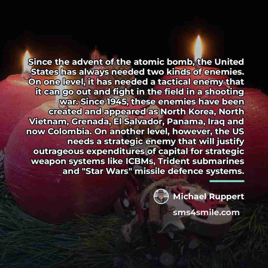“Since the advent of the atomic bomb, the United States…” quote by Michael Ruppert