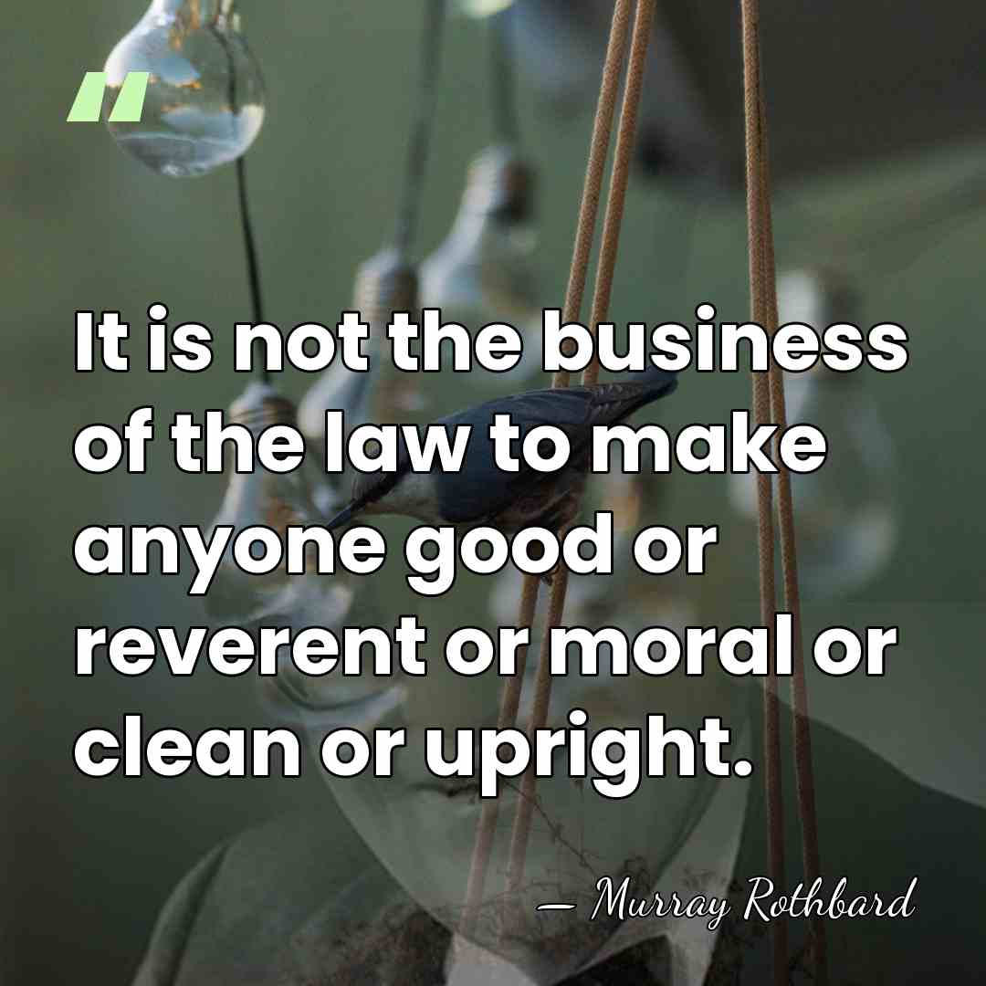 It is not the business of the law to make anyone good&hellip; - Murray Rothbard