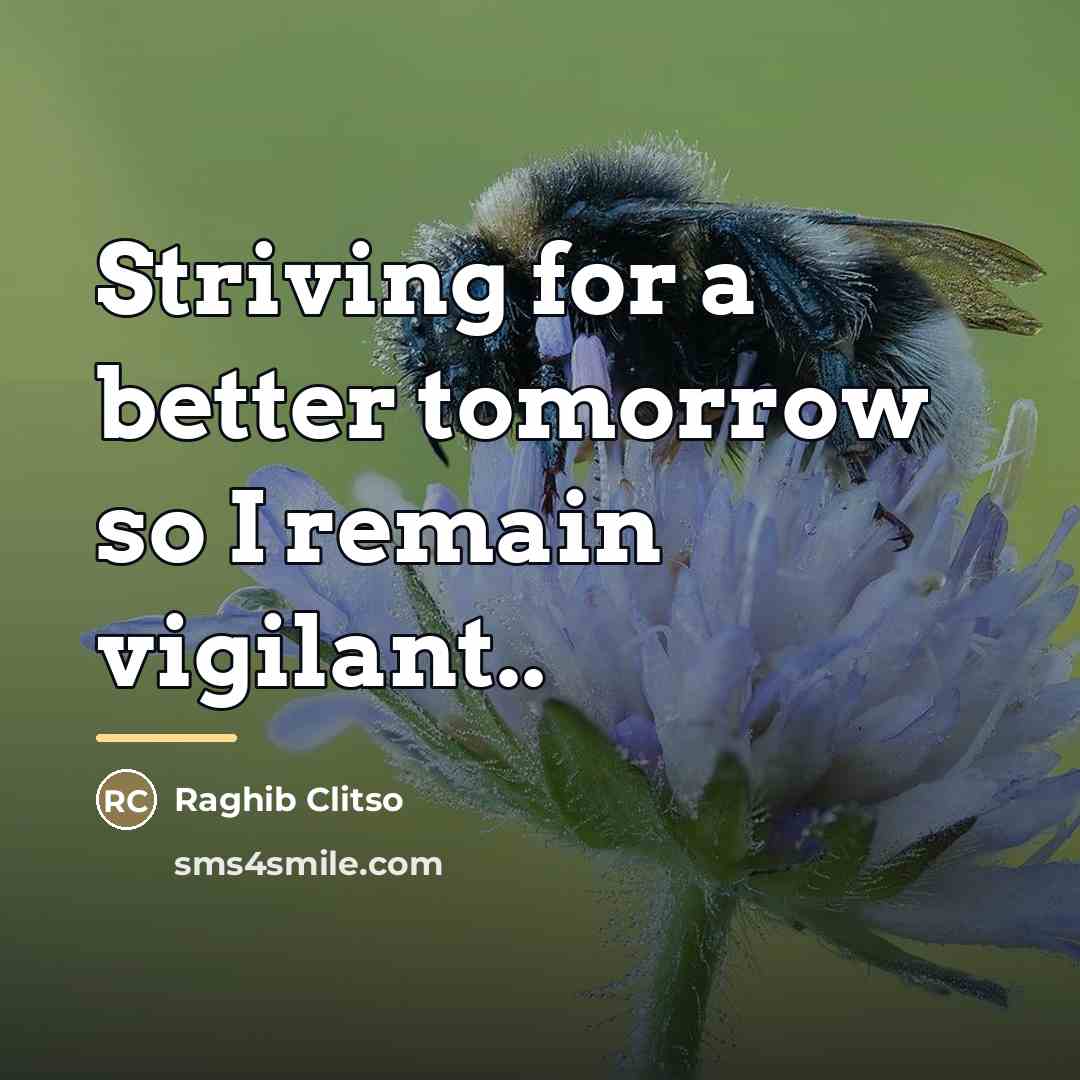 “Striving for a better tomorrow so I remain vigilant..…” quote by Raghib Clitso