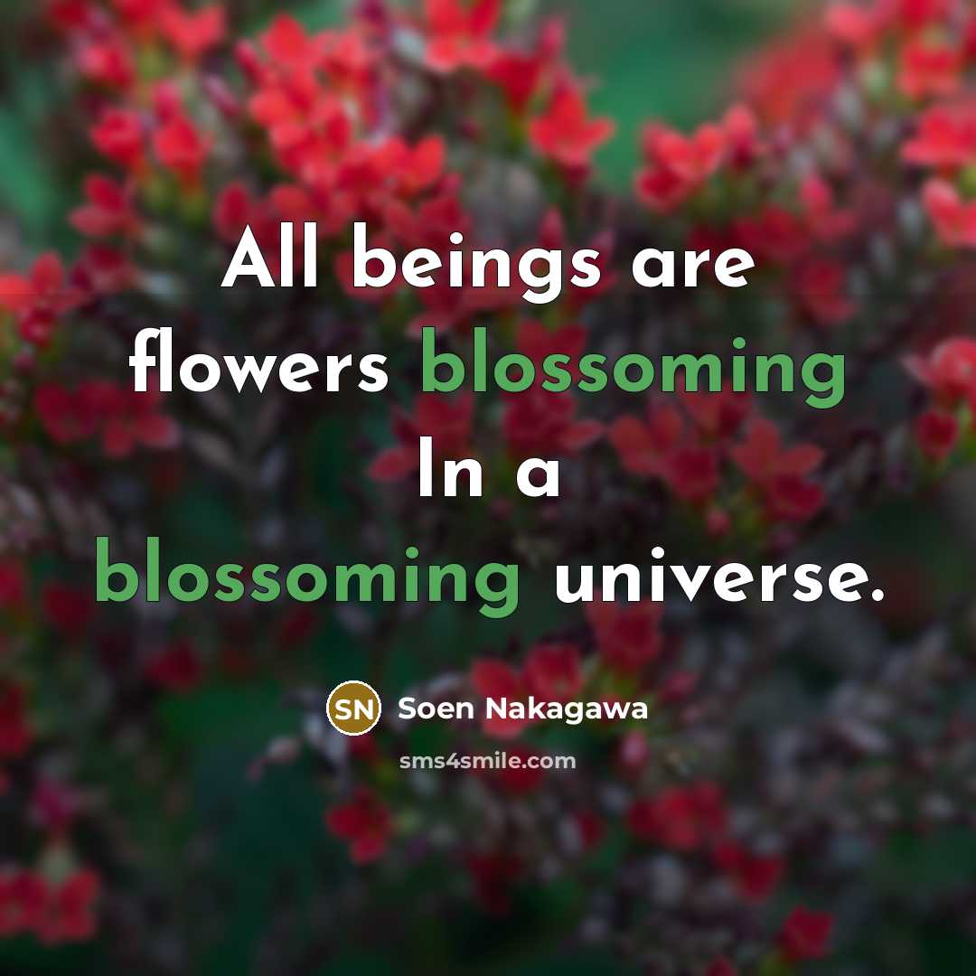 “All beings are flowers blossoming In a blossoming universe.…” quote by Soen Nakagawa