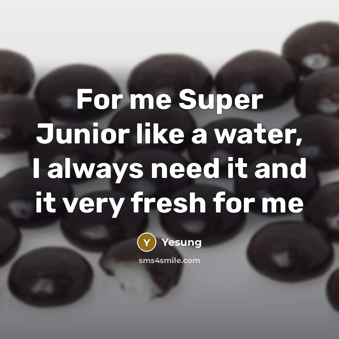 “For me Super Junior like a water, I always need it and it very fresh for me” quote by Yesung