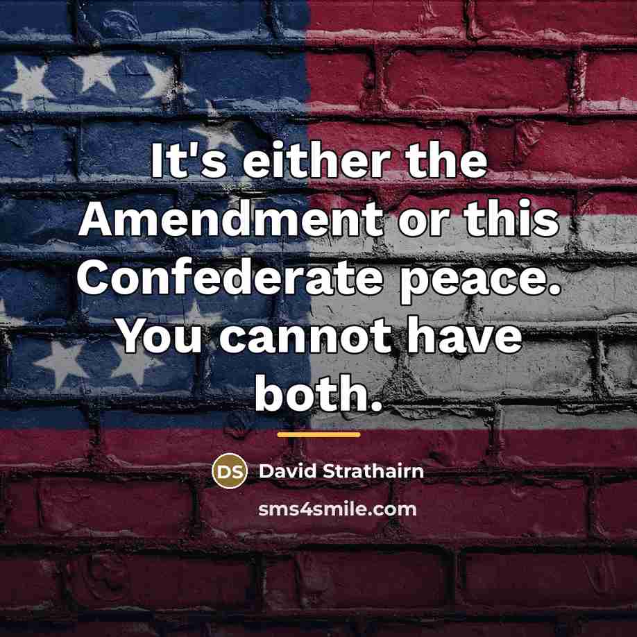 “It's either the Amendment or this Confederate peace. You cannot…” quote by David Strathairn