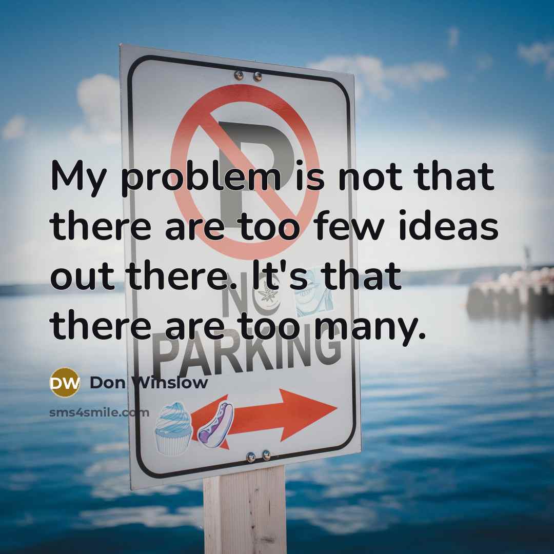 “My problem is not that there are too few ideas…” quote by Don Winslow