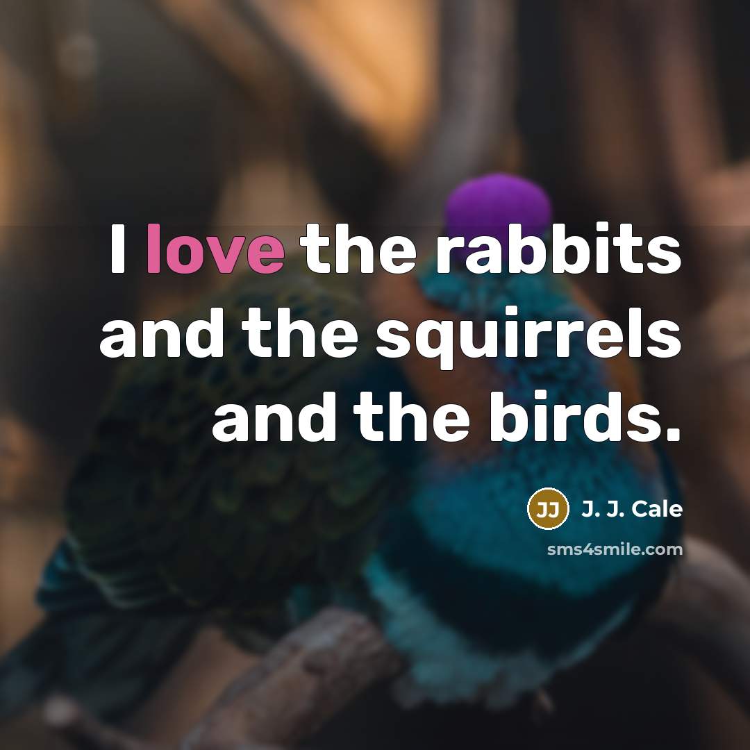“I love the rabbits and the squirrels and the birds.…” quote by J. J. Cale