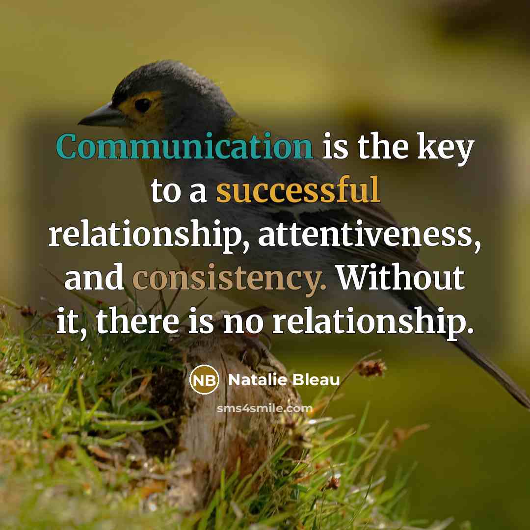 “Communication is the key to a successful relationship, attentiveness, and…” quote by Natalie Bleau