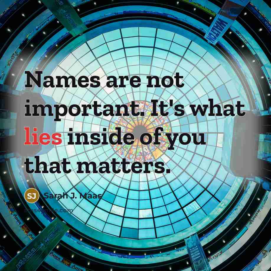 “Names are not important. It's what lies inside of you…” quote by Sarah J. Maas