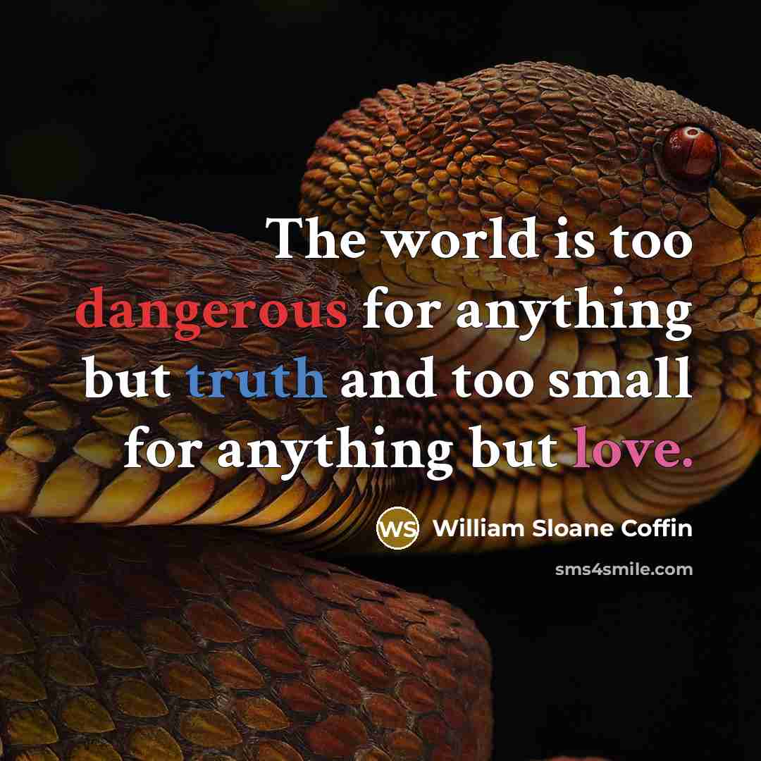 “The world is too dangerous for anything but truth and…” quote by William Sloane Coffin