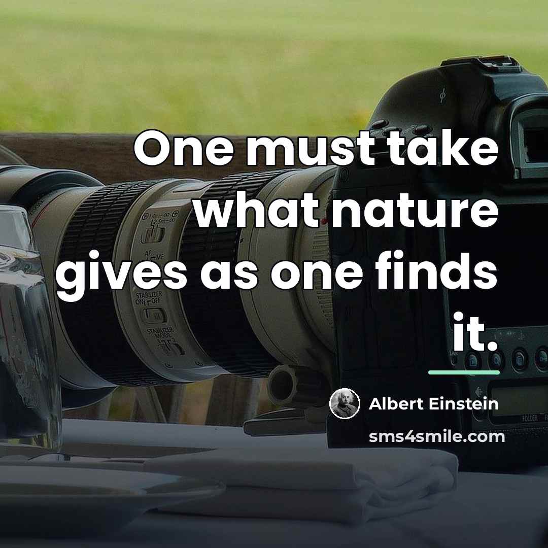 “One must take what nature gives as one finds it.…” quote by Albert Einstein