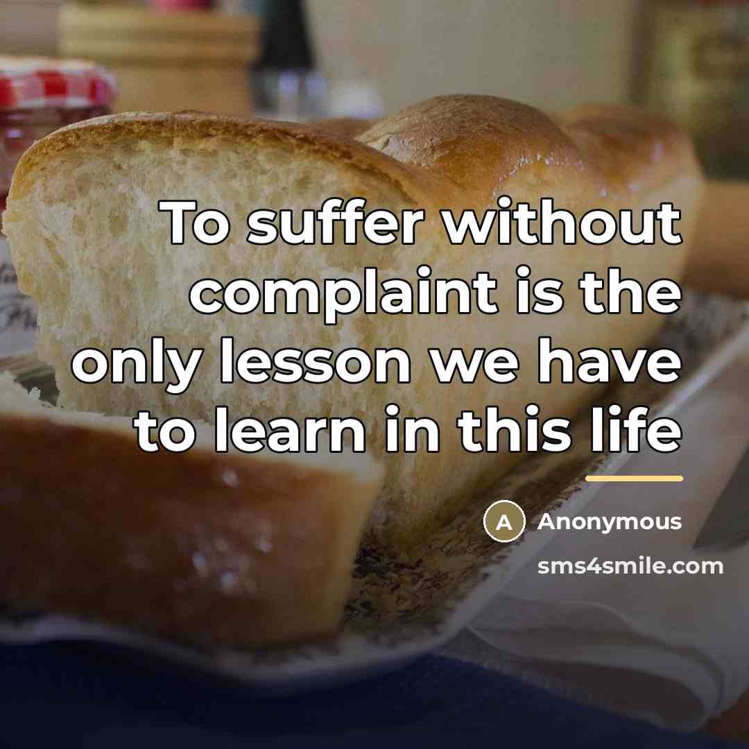 “To suffer without complaint is the only lesson we have…” quote by Anonymous