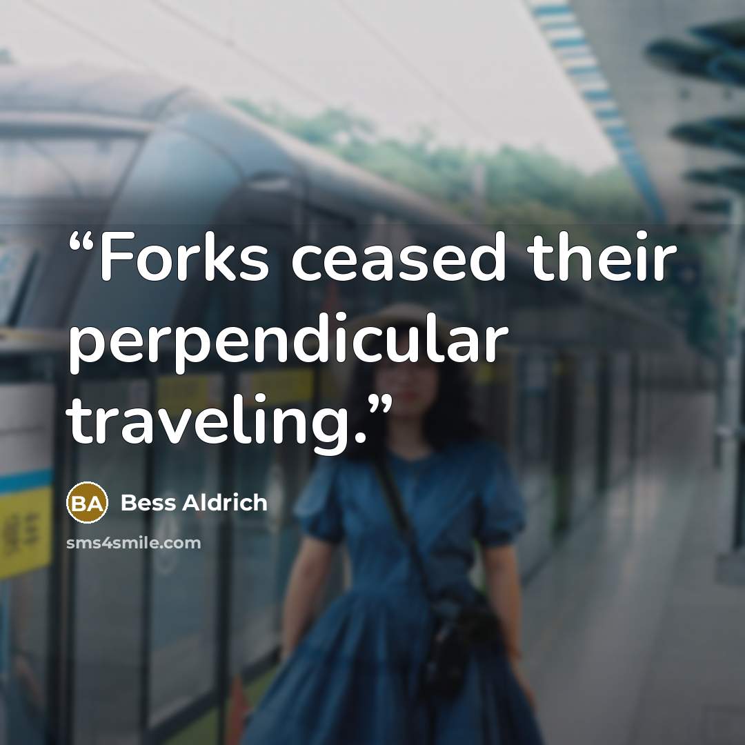 “Forks ceased their perpendicular traveling.” quote by Bess Aldrich