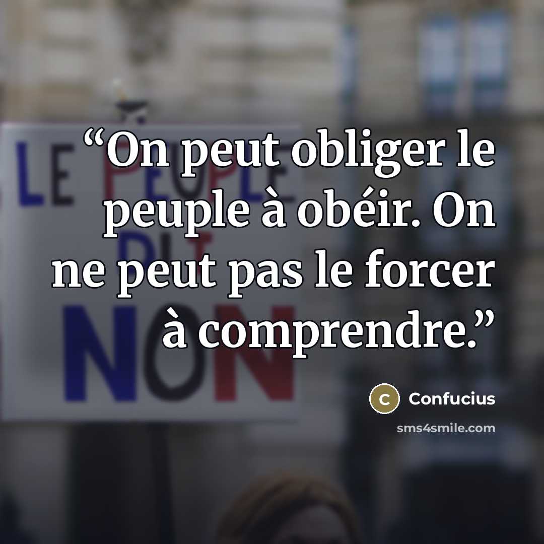“On peut obliger le peuple à obéir. On ne peut pas le forcer à comprendre.” quote by Confucius
