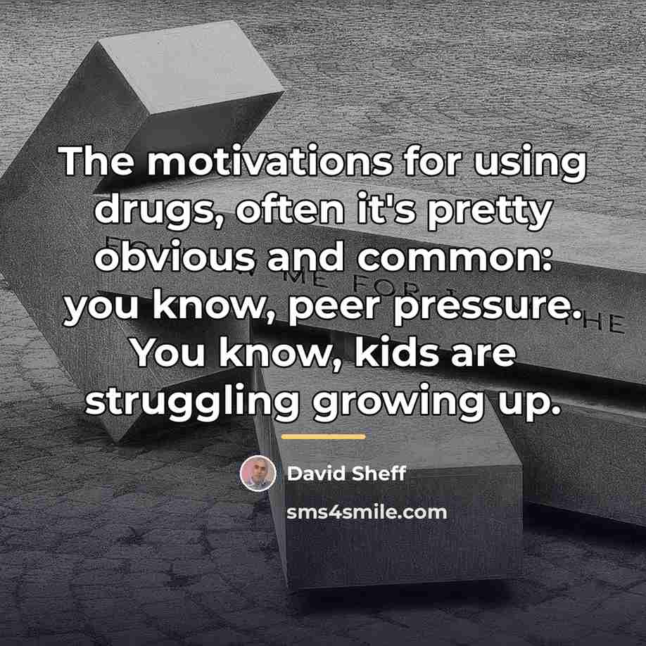 “The motivations for using drugs, often it's pretty obvious and…” quote by David Sheff