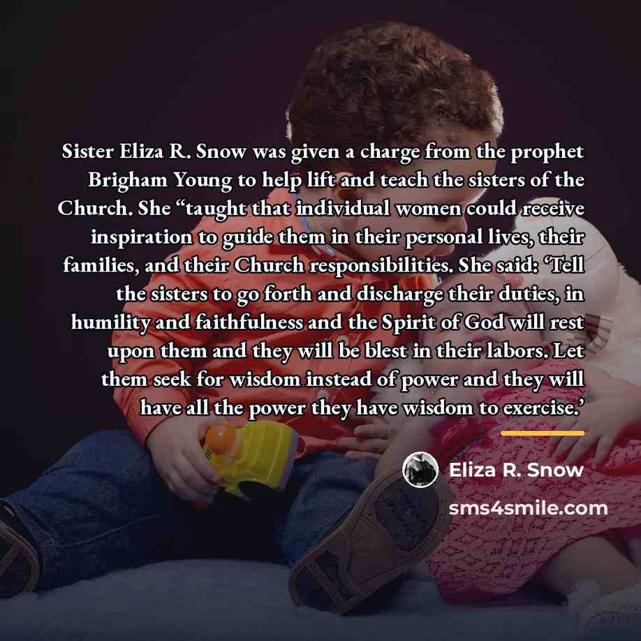 “Sister Eliza R. Snow was given a charge from the…” quote by Eliza R. Snow